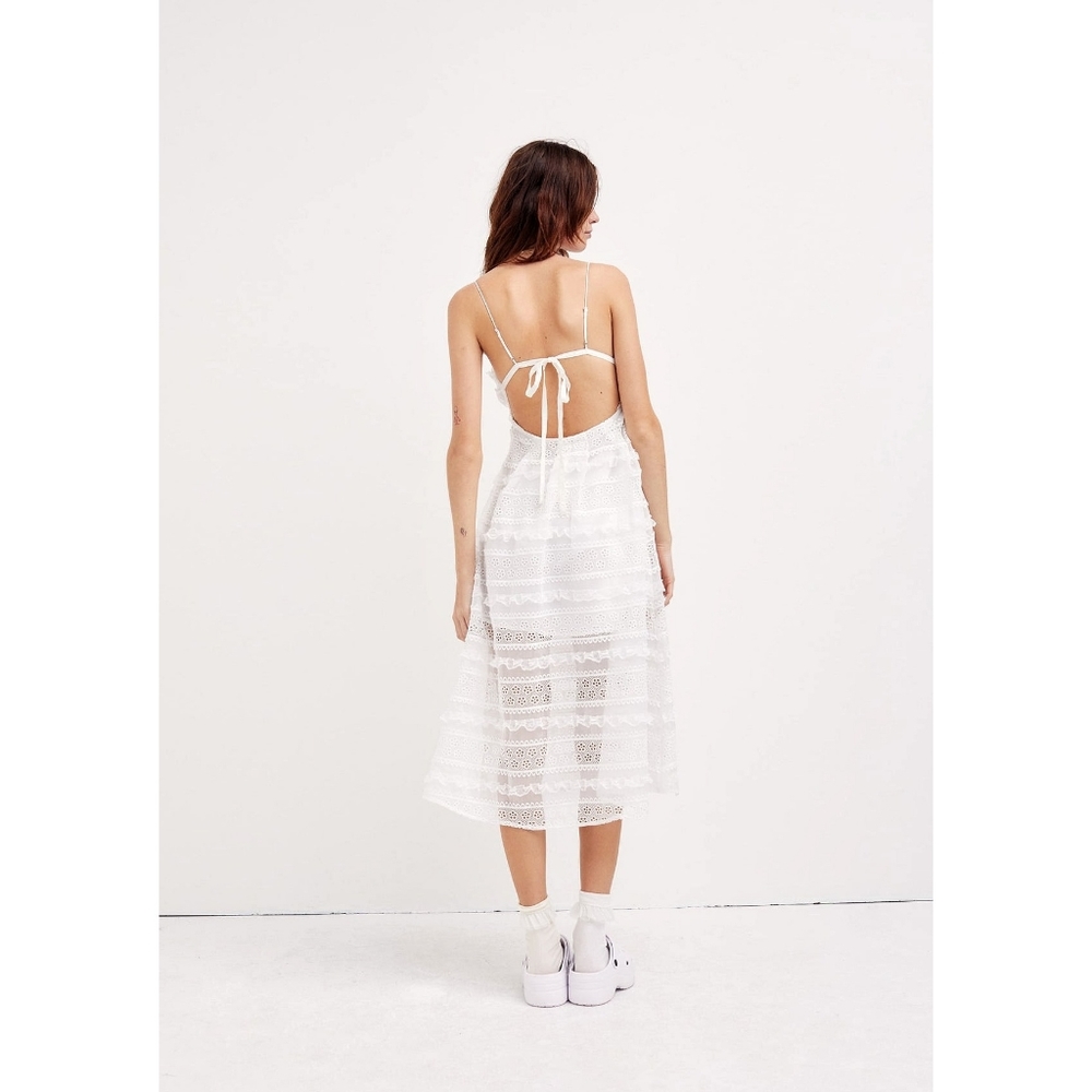 For Love and Lemons Cameron Embroidered Lace Ruffle Midi Dress - Picture 3 of 4
